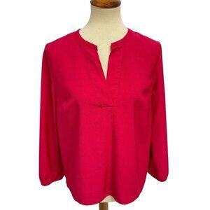 J crew women's V neck Blouse long sleeve pink size M